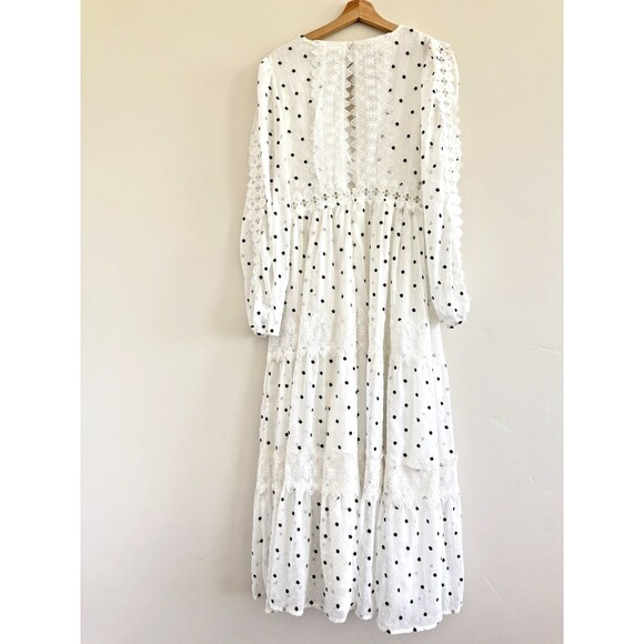 Just Me White and Black Tiered boho chic Ruffled maxi Sundress romantic size M - Picture 5 of 16